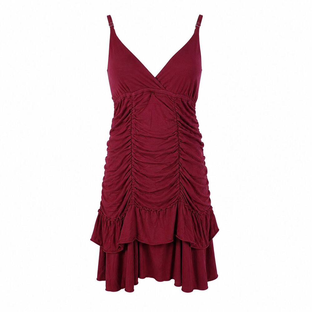 Gypsy Chic Boho Hippie Festival Ruched Dress Womens Small? Ren Faire Red